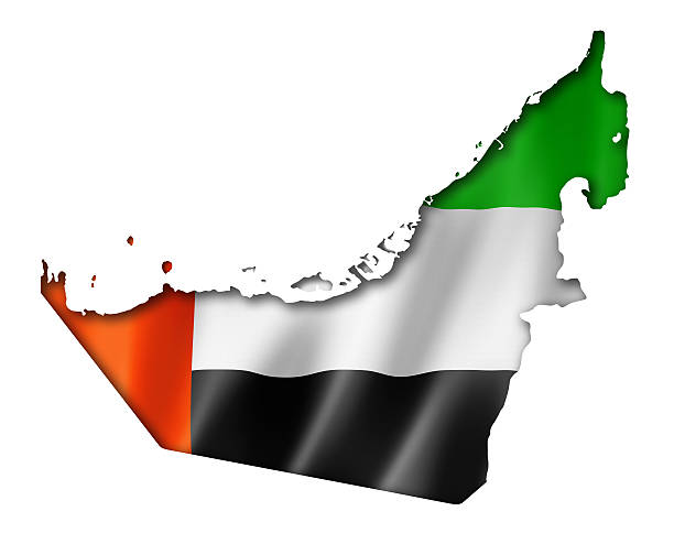 United Arab Emirates flag map United Arab Emirates flag map, three dimensional render, isolated on white united arab emirates flag map stock pictures, royalty-free photos & images