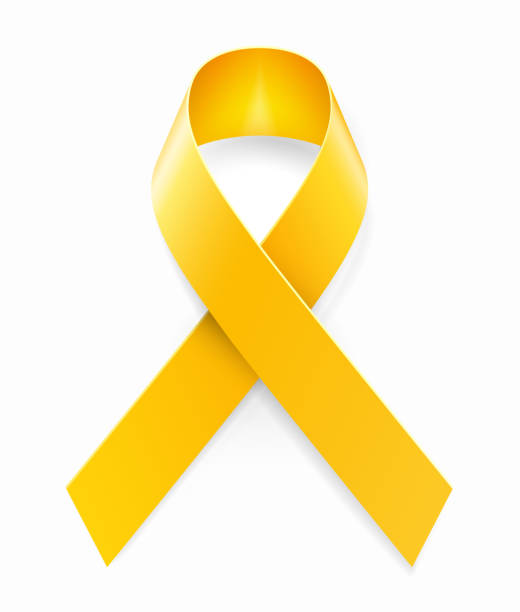 Yellow Awareness Ribbon vector art illustration