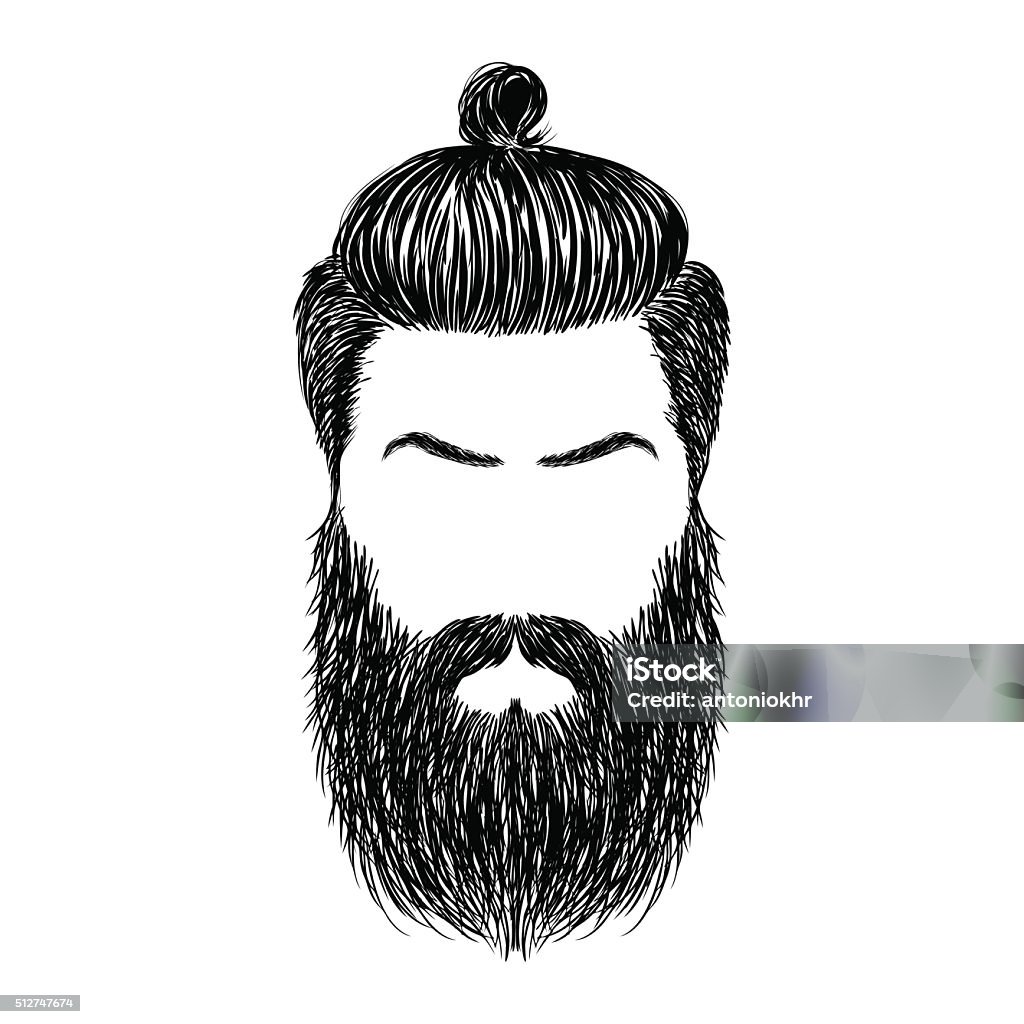 hair and beards Hand Drawn brutal hairstyles and beard.  Hipster bearded man. Vector illustration Beard stock vector