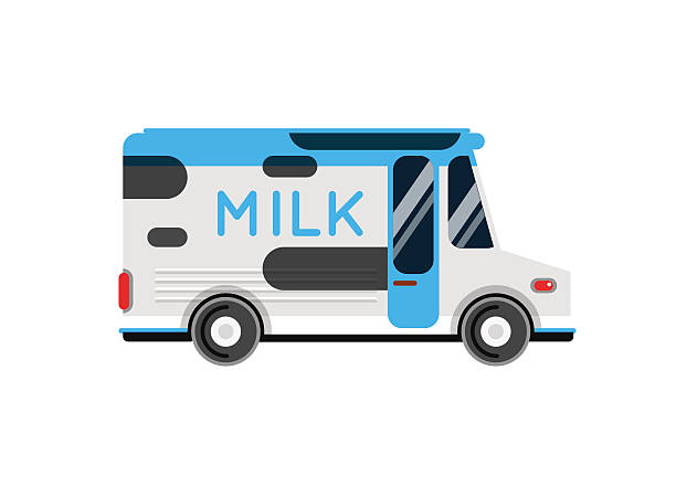 ilustrações de stock, clip art, desenhos animados e ícones de camião de leite, ilustração vetorial. - semi skimmed milk