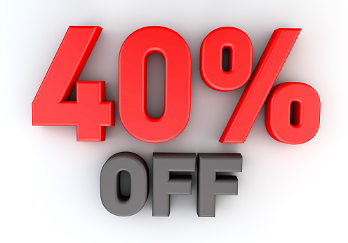 Discount 40 off 3D word isolated