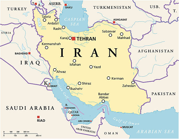 iran political map - iran stock illustrations