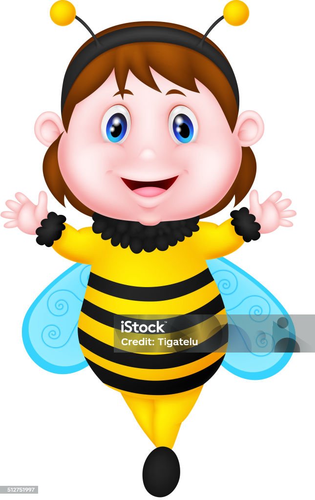 Cartoon Little girl dressed as bee Vector illustration of Cartoon Little girl dressed as bee Animal Wing stock vector