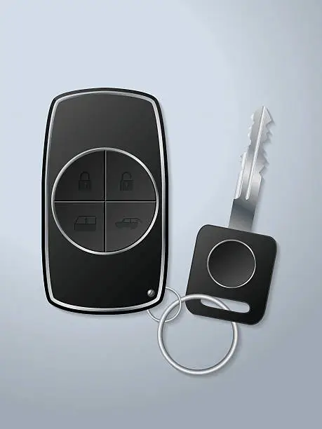 Vector illustration of Car key and remote with functions