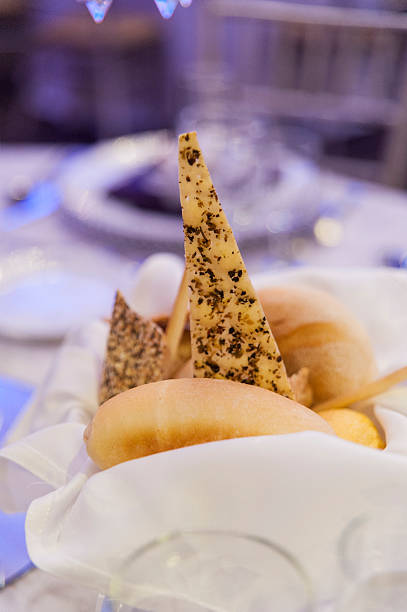 Bread basket at dinner table