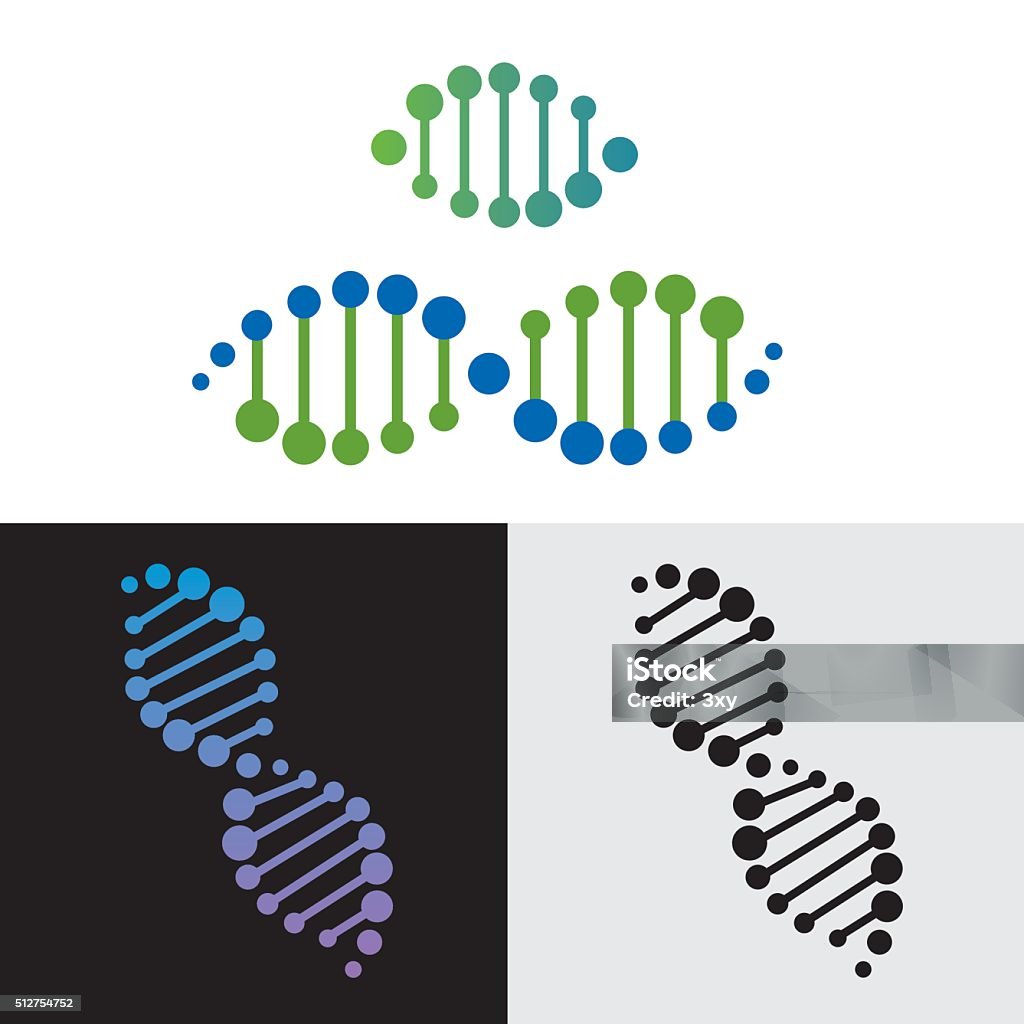 DNA gene DNA, genetic sign, elements and icons collection Biotechnology stock vector