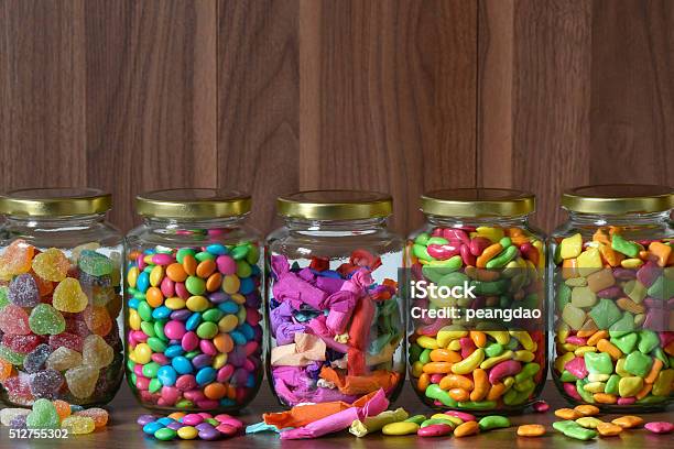 Various Sugary Candy In A Glass Jar Stock Photo - Download Image Now - Candy, Jar, Sweet Food