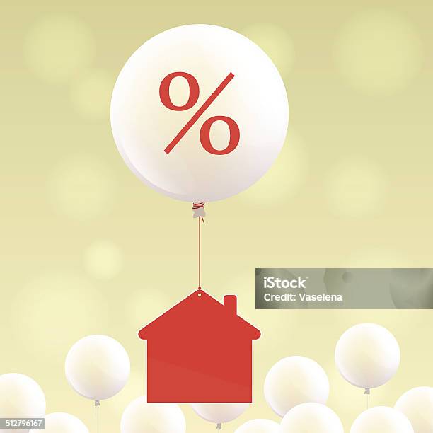 House Icon And Balloon With Percent Sign Stock Illustration - Download Image Now - House, Mergers and Acquisitions, Balloon