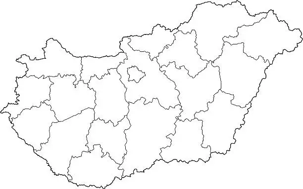 Vector illustration of Hungary map white