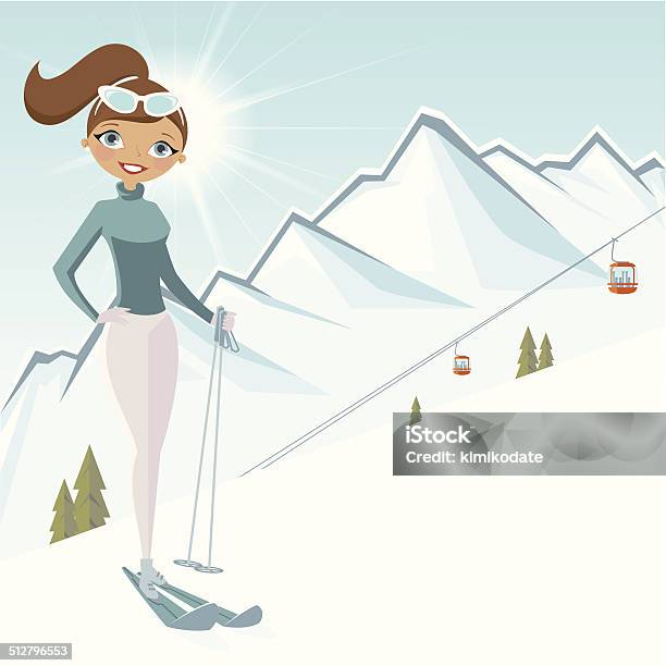 Ilustración de Mujer Esquí De La Montaña y más Vectores Libres de Derechos de Esquí - Deporte - Esquí - Deporte, Esquí - Artículo deportivo, Invierno