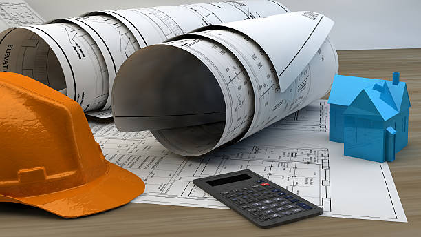 istock 3d illustration of  Blueprints 512798763