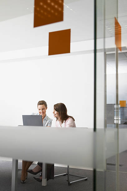 istock Businesswomen Discussing Over Laptop In Office 512800329