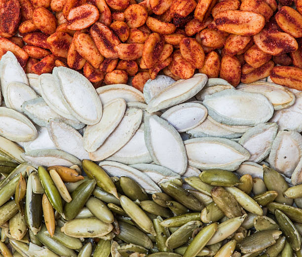 Mexican squash pumpkin seeds and peanuts stock photo