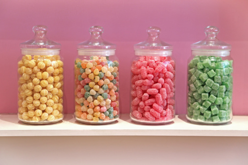 Jars of traditional candy.