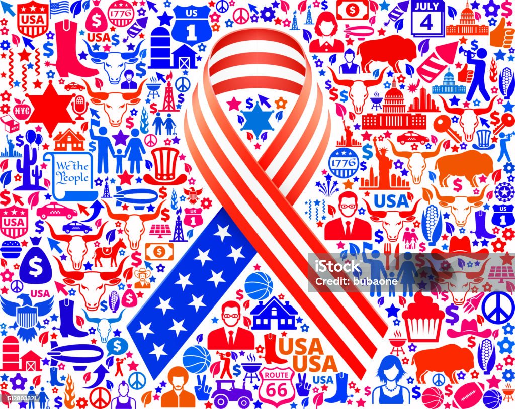 Patriótica estadounidense cinta bandera de Estados Unidos en American Vector patrón de iconos de interfaz - arte vectorial de Alerta libre de derechos