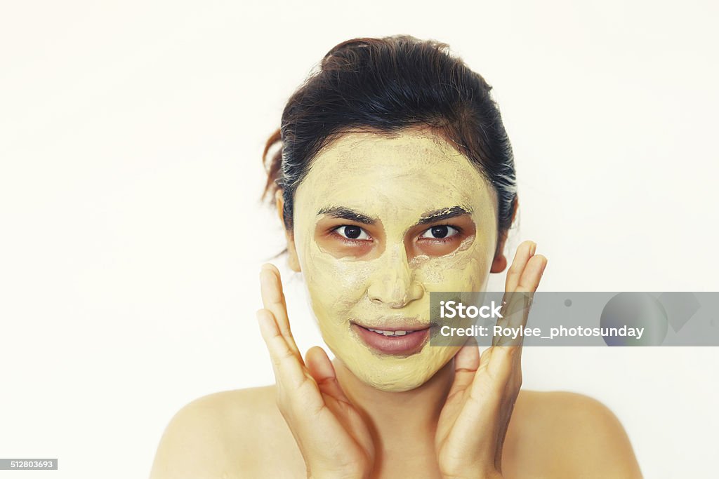 woman in spa Woman with face mask in spa Facial Mask - Beauty Product Stock Photo