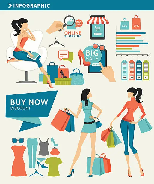Vector illustration of Shopping Infographic Elements