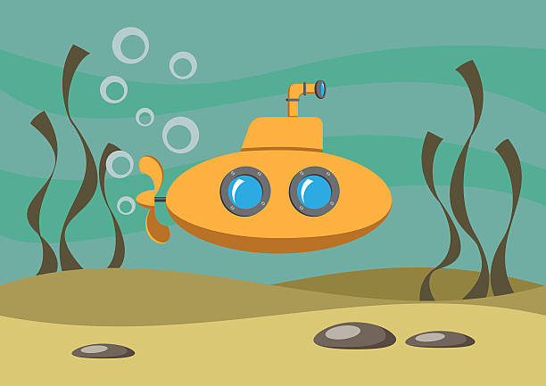 yellow submarine vector art illustration