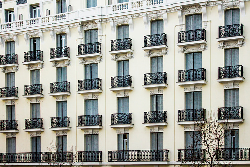 A classic style block of apartments in Madrid, Spain.