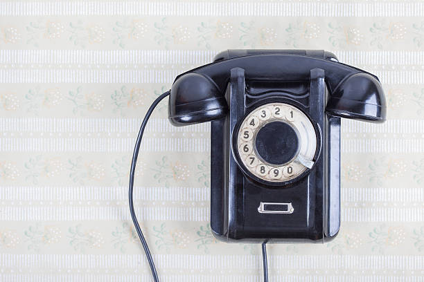 istock vintage telephone on old retro wall paper 512808680