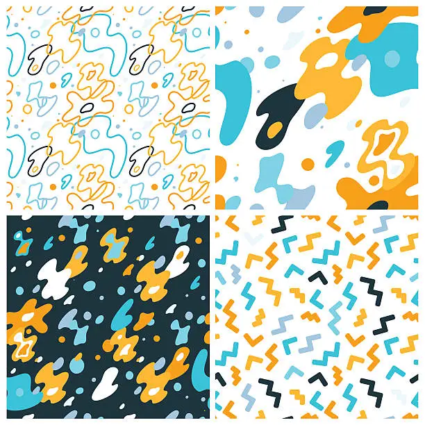 Vector illustration of Vector abstract background and seamless patterns with bright ele