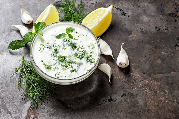 istock Tzatziki sauce. Fresh dip. Herbs dill mint 512810492