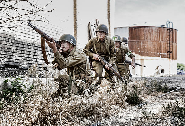 World War II Soldiers Looking for the Enemy
