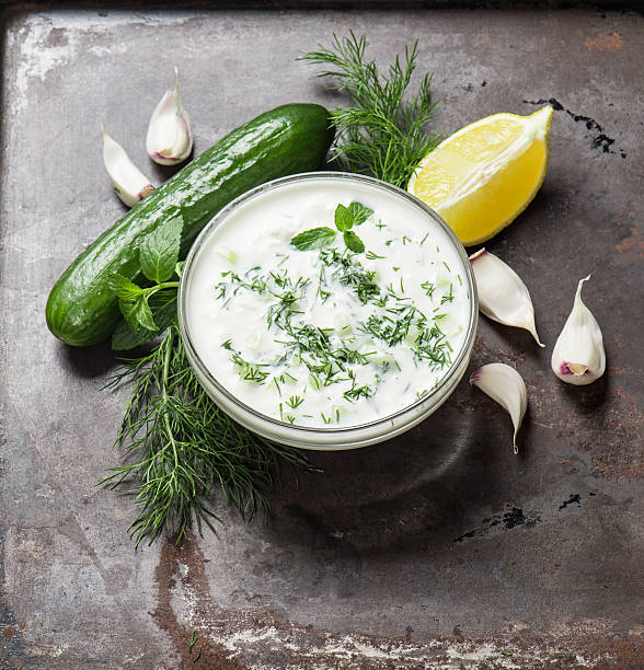 istock Tzatziki sauce with herbs and vegetables 512811082