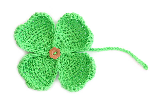 istock Homemade Crochet Green Four Leaf Clover Isolated On White 512811136