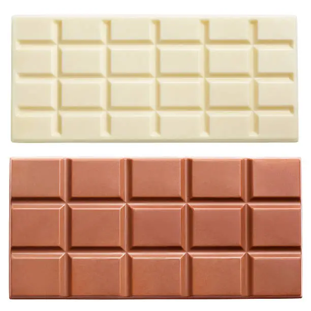 Photo of Milk chocolate bars isolated on white