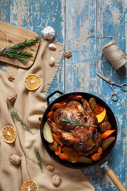 istock Roasted chicken stuffed with various vegetables and spices 512813654