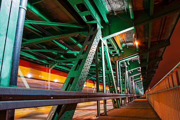 Gdansk bridge Gdansk bridge over the Vistula River in Warsaw blurred motion street car green stock pictures, royalty-free photos & images