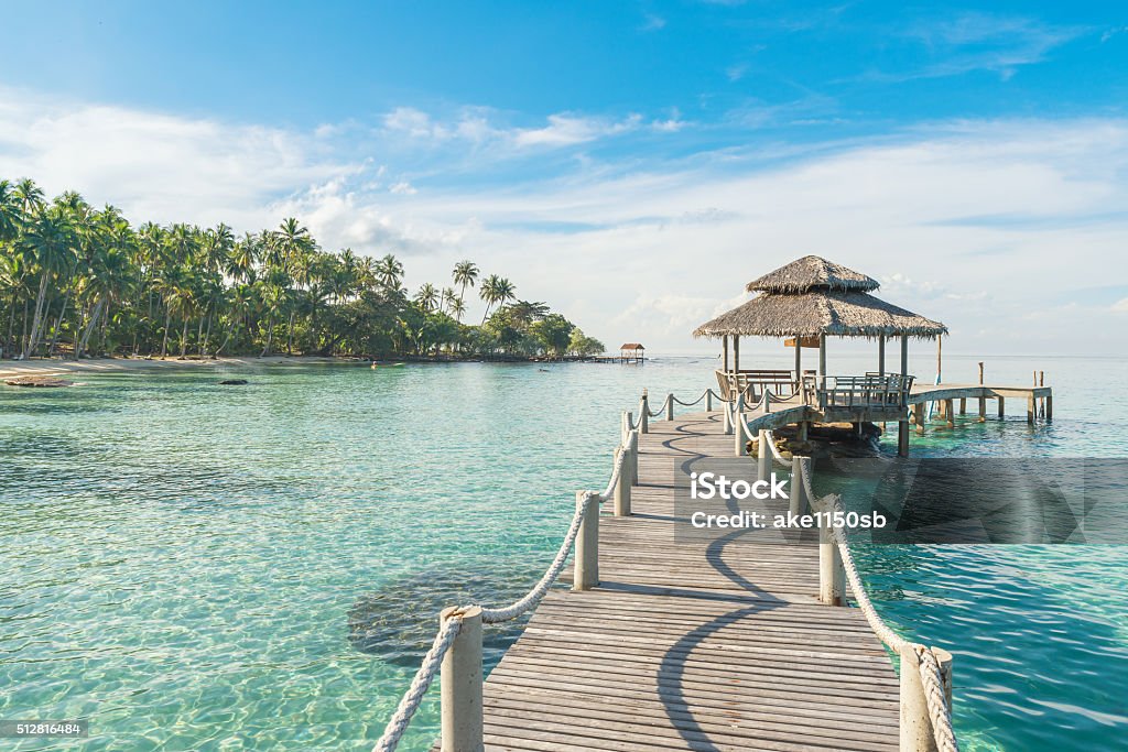 Wooden pier in Phuket, Thailand Summer, Travel, Vacation and Holiday concept - Wooden pier in Phuket, Thailand Thailand Stock Photo