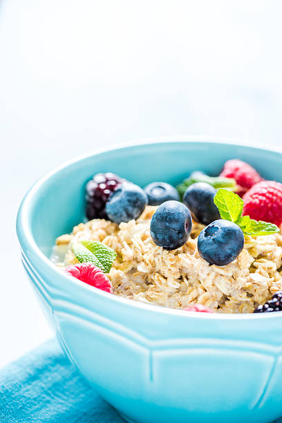 istock Light diet cereal breakfast with sumer fruits, wellbeing concept 512816566