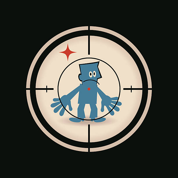 ilustrações, clipart, desenhos animados e ícones de empresário de pé no centro do rifle cursor de mira (arma) visão - crosshair gun rifle sight aiming