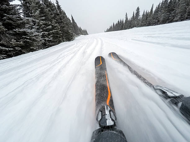 istock POV of a skier going down on fresh snow 512819940