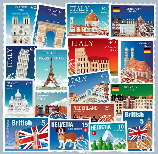 ilustrações de stock, clip art, desenhos animados e ícones de a europa selos - helvetia