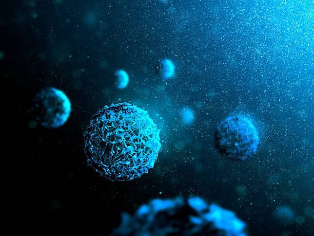 ブルーの微生物 - hiv cell human cell retrovirus ストックフォトと画像