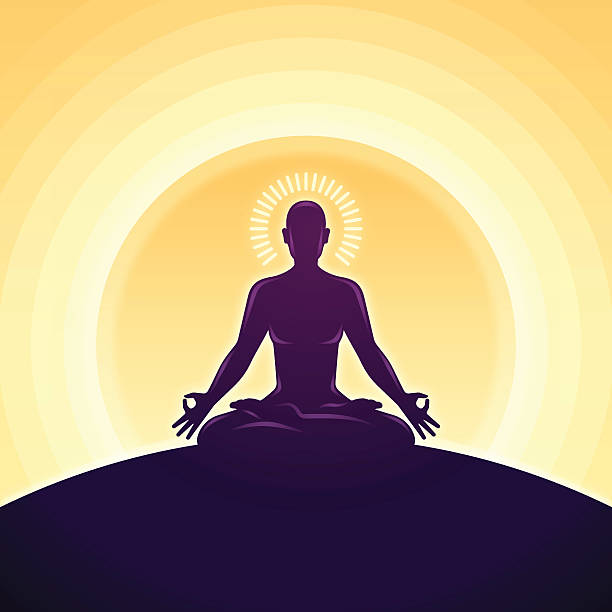 ilustrações, clipart, desenhos animados e ícones de serenidade e ioga meditação - meditating practicing yoga body
