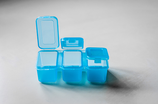 Stackable Medication Container Blue Blue Medication Containers Stock Photo - Download Image Now - Blue ...