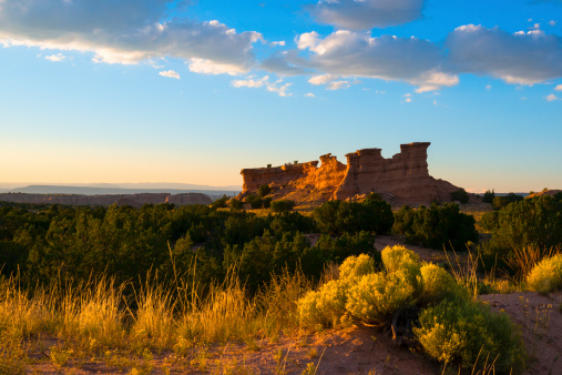 A nice red rock formation near Espanola, New Mexico, during sunset