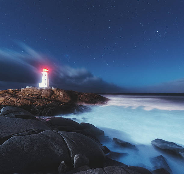 istock Moonlit Skies at Peggy's Cove Lighthouse 512829380