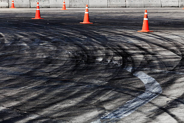 istock Traces of a braking on asphalt 512831364