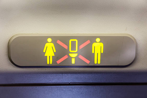 Occupied Aircraft Lavatory Sign stock photo