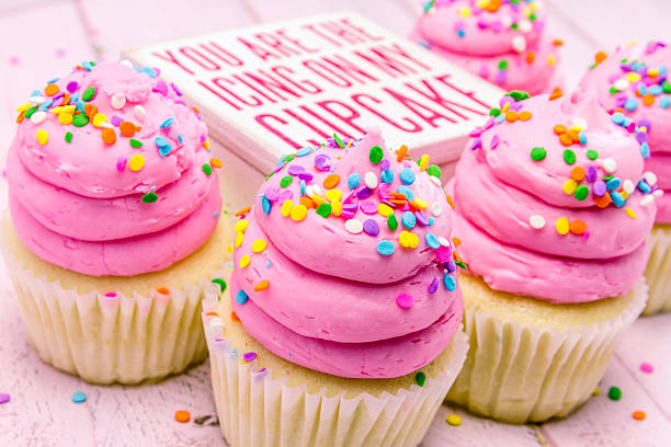 Birthday Cupcakes with Pink Frosting