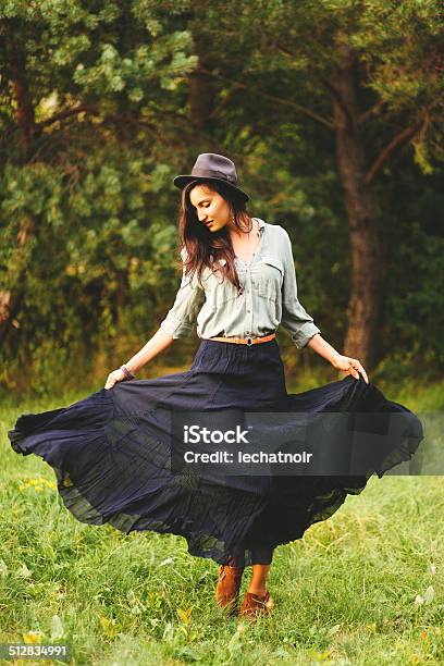 Gypsy Summer Fashion Stock Photo - Download Image Now - Skirt, Long Hair,  Boho - iStock