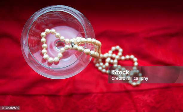 Pearls In Wine Glass Stock Photo - Download Image Now - Beauty, Crystal Glassware, Drinking Glass