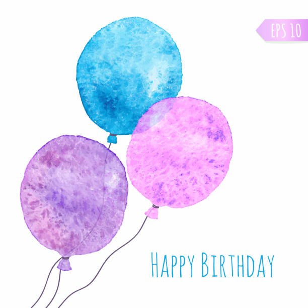 Card with colored watercolor paint balloons. Card with colored watercolor paint balloons. Vector isolated illustration. watercolor hot air balloon stock illustrations