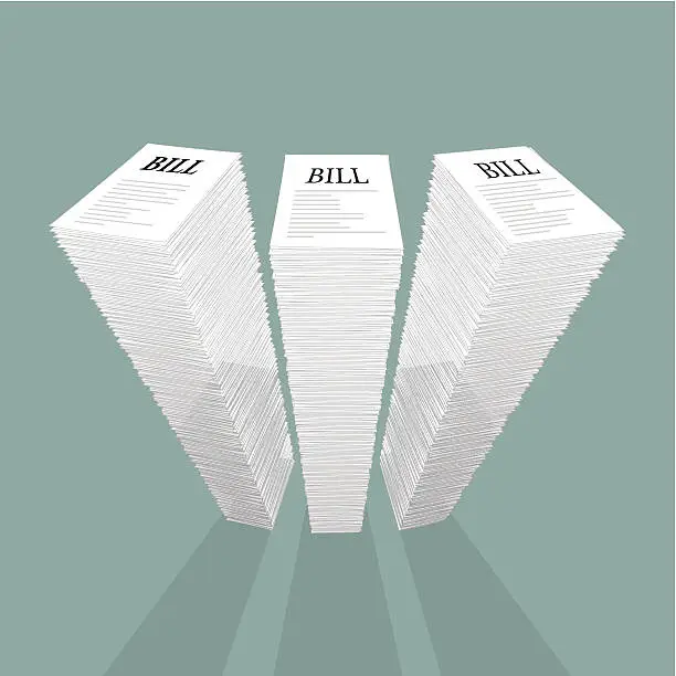 Vector illustration of stack of bills