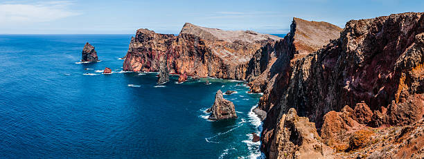 Impressive panorama Sao Laurenco East coast of Madeira stock photo